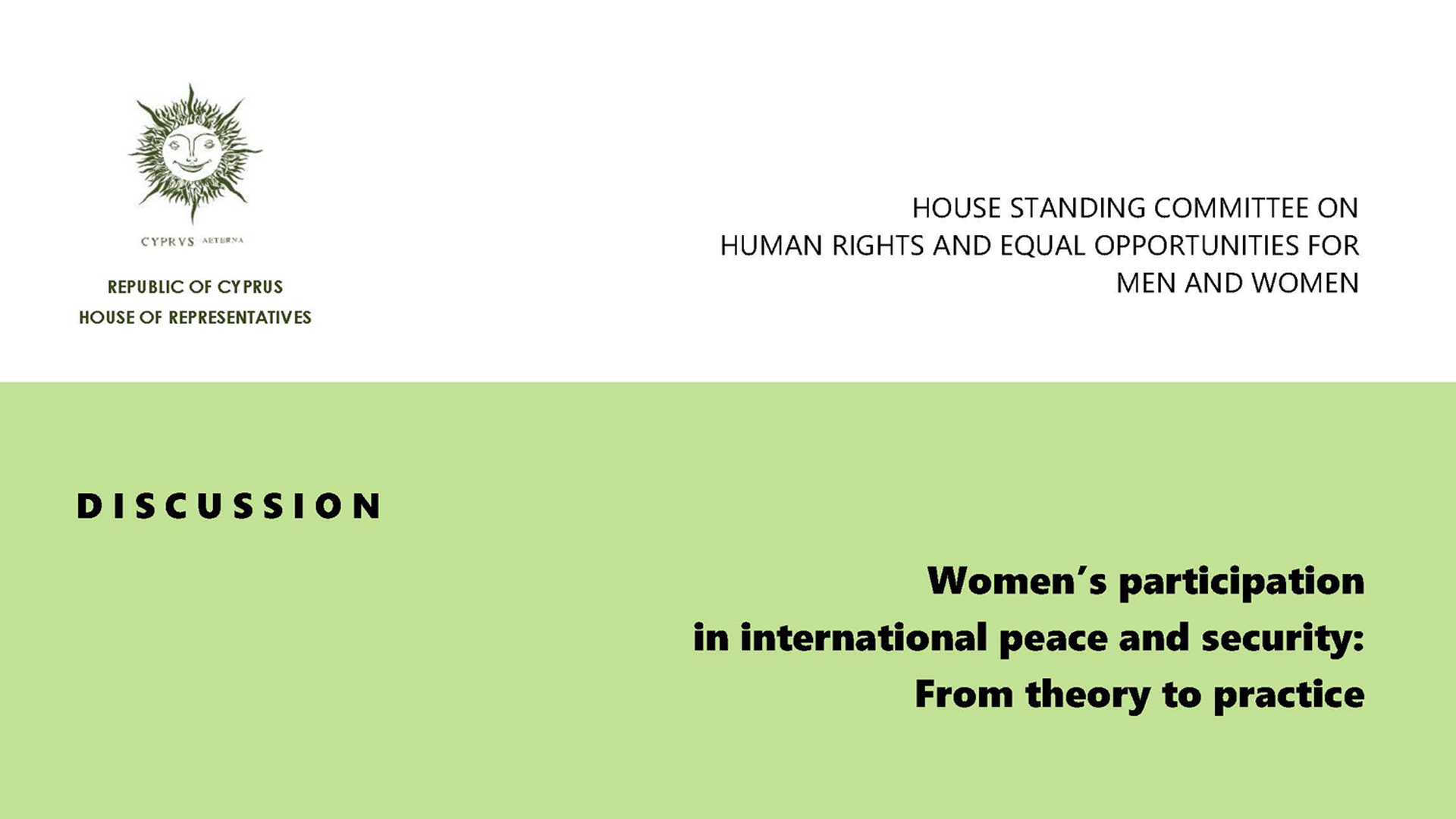 Women’s participation in international peace and security: From theory to practice - 06/11/2023 11.00